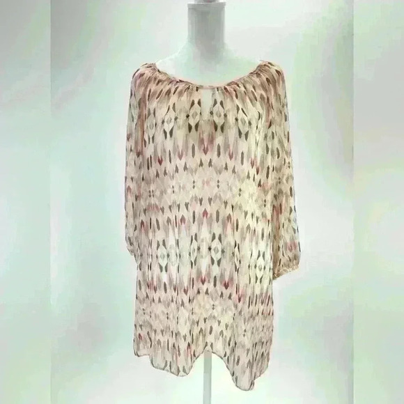 1X ROSE & OLIVE Women lightweight Very Sheer Blouse Top Pink A72 XL X Large - Picture 3 of 9